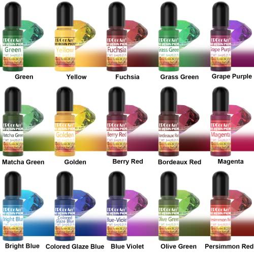 Epoxy Resin Pigment - 30 Colors Transparent UV Resina Dye, Highly Concentrated Epoxy Resin Colorant for Jewelry Making Kit, DIY Crafts - 0.25 oz