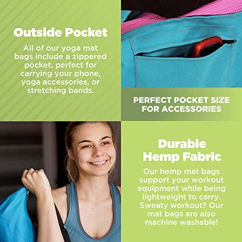Natural Hemp Fabric Yoga Mat Bag with Shoulder Strap - Lightweight and Durable Gym Bag to Carry the Extra Large Mat Sizes - Ideal for Yoga, Pilates & Fitness Equipment - Made in USA, 8" X 32" - color: Hemp Blueberry
