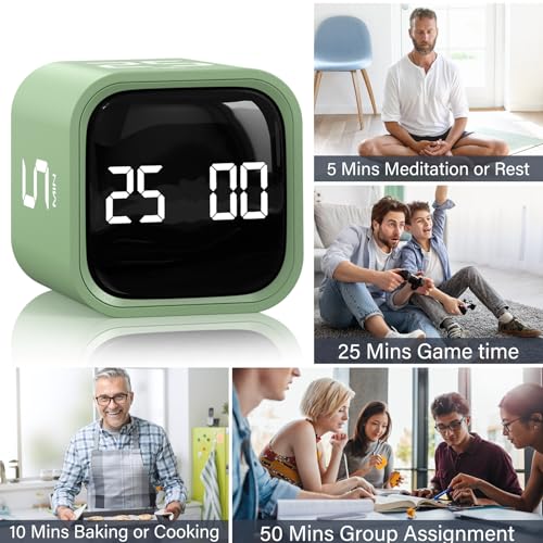 Rotating Productivity Timer 5/25/10/50, Desk Flip Timer for ADHD,Green - color: Green