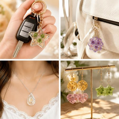 Silicone Resin Molds for Keychain and Pendant Making, 2 Mold Starter Kit with 220PCS Accessories, DIY Casting Set for Jewelry, Charms and Handmade Gift Crafts