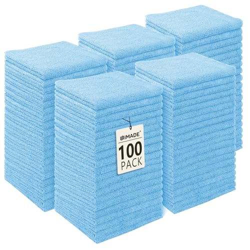 UNIMADE Washcloths Bulk 100 Pack Face Towels, Highly Soft Wash Cloths | Hand Towels, Fast Drying Multi-Purpose Microfiber Cleansing Cloths for Bathroom, Hotel, Spa, and Salon Blue (12" x 12") - color: Blue, size: 100Pack