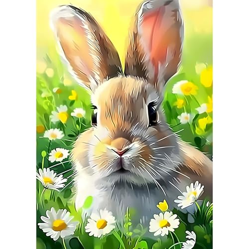 SENQAO Rabbit Diamond Art Kits for Adults, Easter Diamond Painting Kits for Beginners, 5D Round Full Drill Winter Gem Art Kit, Home Wall Decor Gifts 12x16 inch - color: rabbit - 02