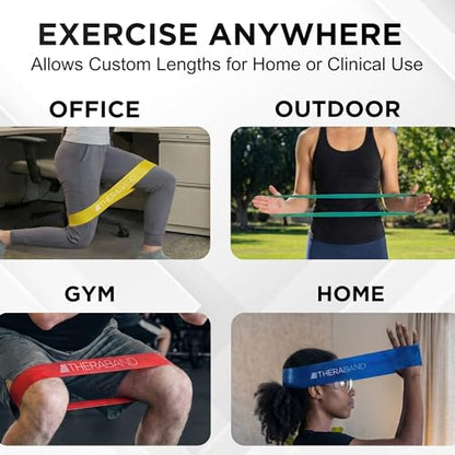THERABAND Resistance Band Loop Set, 12", Exercise, Workout, Therapy - color: Yellow/Red/Green/Blue, size: 12 inch