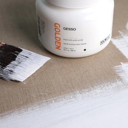 GOLDEN Gesso, 128 fl. oz. Pail | Artist grade acrylic ground; opaque white, toothy, semi-absorbent painting surface. Opaque