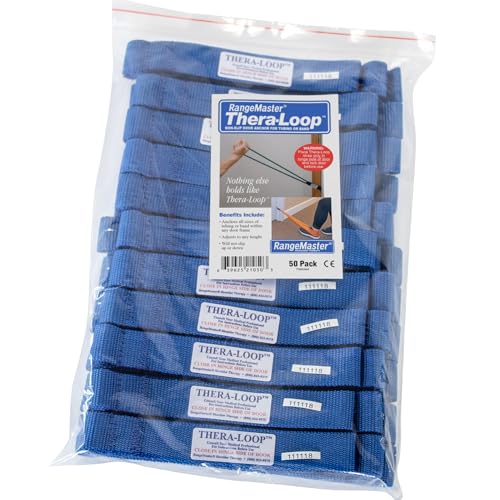 RangeMaster Thera-Loop Banding & Tubing Door Anchors │ Non-Slip │ Complements Exercise Bands or Tubes │ Great for Exercising and Strengthening Activities | Multi-Purposes Door Anchors | 50 pack - color: Blue, size: Pack of 50