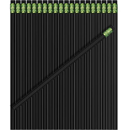 TecUnite 60 Pcs HB Pencils #2 Unsharpened Wood Cased Pencils with Eraser Hexagonal Pencil Cute Graphite No 2 Pen for Adults Gifts Exam School Office Sketching Learning(Black, Green) - color: Black, Green