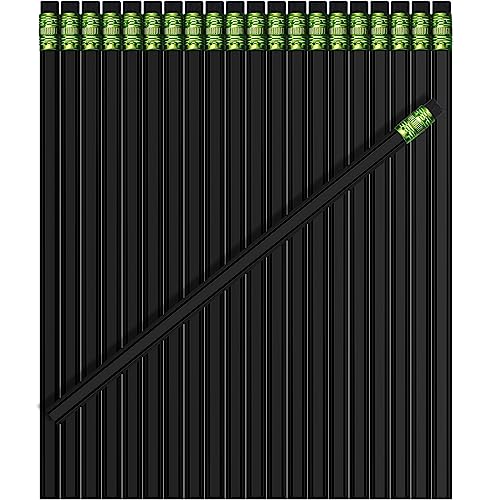 TecUnite 60 Pcs HB Pencils #2 Unsharpened Wood Cased Pencils with Eraser Hexagonal Pencil Cute Graphite No 2 Pen for Adults Gifts Exam School Office Sketching Learning(Black, Green) - color: Black, Green