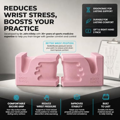 WRISTBuddy® Yoga Blocks 2 Pack, High Density Non-Slip, Hand-Shaped Design - color: Blush Pink