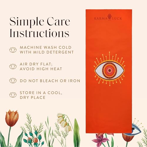 KARMA AND LUCK Guardian Energy Yoga Towel, Evil Eye Design for Protection & Focus, Non-Slip Terry Suede Hot Yoga Mat Towel with Silicone Grip, Ultra Absorbent, 26” x 72” - color: Guardian