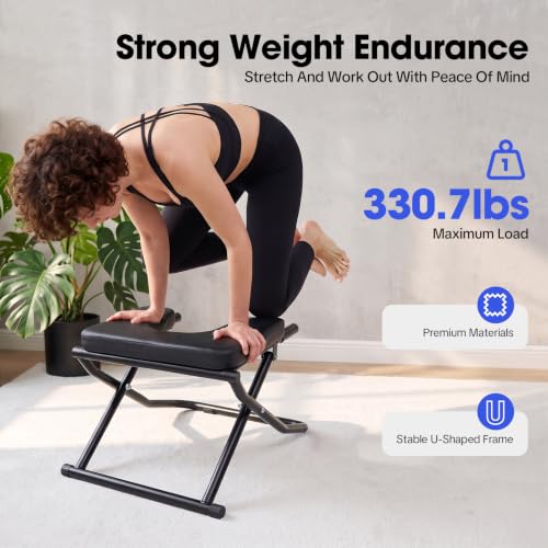 Yoga Headstand Bench, Yoga Inversion Chair Headstand Prop Upside Down Chair Yoga Head Stand Inversion Stool for Practice Head Stand, Shoulderstand, Handstand and Various Yoga Poses (Black)