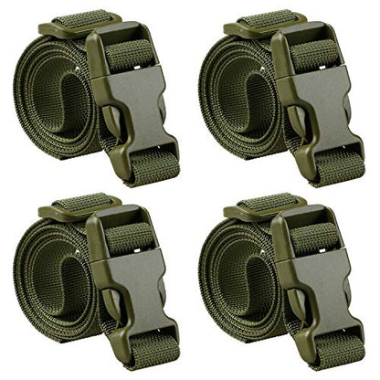 MAGARROW 24" 40" 60" 100" Strap Buckle Packing Straps Adjustable 1-Inch Belt - color: Army Green (4-Pack), size: 1" Wide - 40" Long