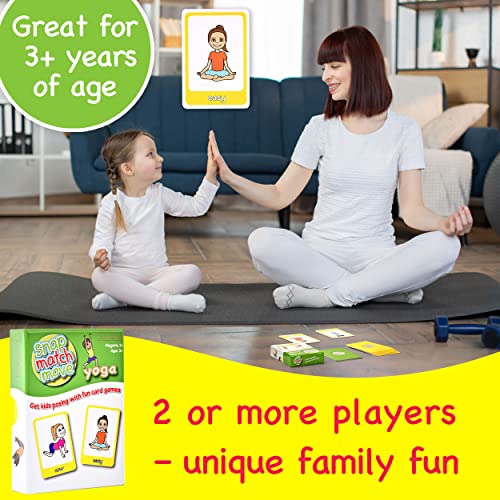 Yoga Cards for Kids, Play Yoga Games with 20 Poses, 52 Cards | Memory Matching, Go Fish & Snap, Yoga Pretzel Exercise Flashcards for Classroom, Homeschool PE, Instructions, Ages 3+ - style: Kids Yoga Cards