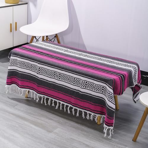 Airooglee 69" L x 51" W Large Mexican Blanket - Perfect as Yoga Blanket, Outdoor Blanket, Beach Blanket, Serape Blanket, Picnic Blanket, Camping Blanket, Woven Blanket, Boho Home Décor - Rose - color: Rose