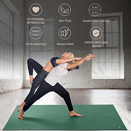 GXMMAT Large Yoga Mat 6'x4'/6'x6'(7mm) & 7'x5'(9mm) - color: Green Jasper, size: 7*5 FT