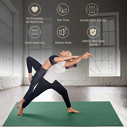 GXMMAT Large Yoga Mat 6'x4'/6'x6'(7mm) & 7'x5'(9mm) - color: Green Jasper, size: 7*5 FT