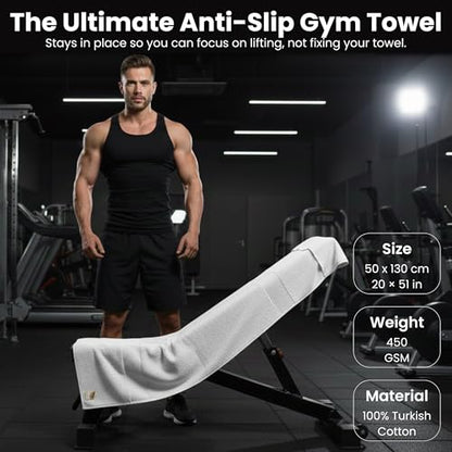 Dalisa Bench Hood Gym Towel, 100% Turkish Cotton, Non-Slip, White - color: White