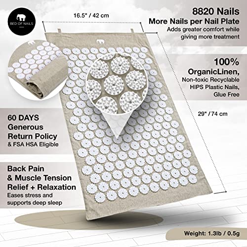 Bed of Nails The Comfortable ECO Acupressure Travel Mat and Pillow Acupressure Set - Premium Acupuncture Mat for Back Pain Relief, Increased Energy, Relaxation, Carry Bag