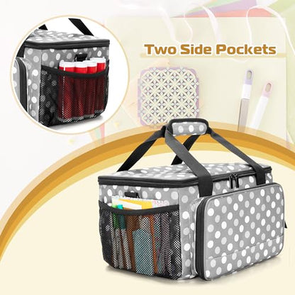 LUXJA Craft Carrying Case Compatible with Cricut Joy Xtra, Polka Dots | Multi Compartment Storage Bag Holds 8.5 x 12 Inch Cutting Mat & Craft Accessories - color: Polka Dots