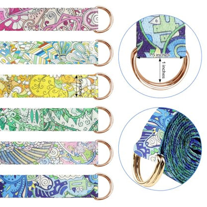 6 Packs Yoga Strap for Stretching Yoga Belt Adjustable Straps for Non Elastic Stretching Strap Exercise Straps for Pilates - color: Feather Style