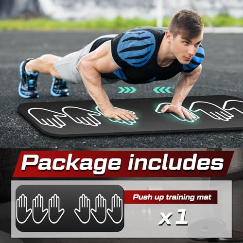 15 mm Fitness Workout Push up Rollers Sit up Training Exercise Mat with Hand Placement Marks to Train Muscle Groups 31.5 x 13.8 Inch Non Slip Portable Pad Home Workout Equipment, Gift for Men