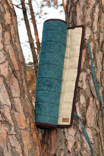 Organic Hemp Yoga Mat, 100% Handmade, Eco-Friendly, Natural and Biodegradable, multipurpose yoga mat. - color: Petrol blue