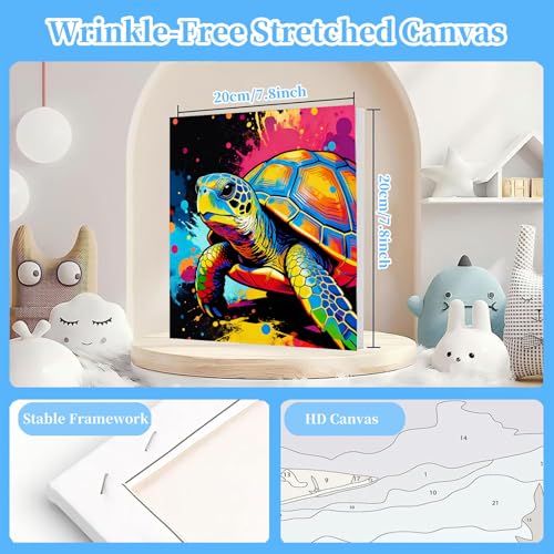 Arttoplus 4 Pack Paint by Numbers Kit for Kids with Frame 8x8in, Animals | Kids Paint by Numbers Ages 4-8-12 with Wooden Easel, Easy Owl Koala Cat Turtle DIY Oil Painting by number for Gift Home Decor - color: BKH2366+BKH2367+BKH2368+BKH2369-US