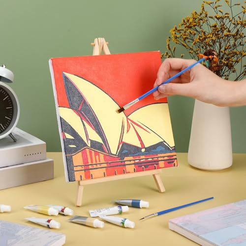 Nezyo 12 Sets Paint by Numbers for Adults with Frame, 8 X 8 Inch | DIY Acrylic Painting Canvas Kit, Ideal for Painting Party Classroom Activity, Beginner Friendly, Birthday Gift Ideas - style: Famous Landmarks