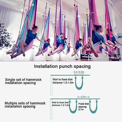Foser Aerial Hammock, 16.4ft 9.2ft Swing Set for Anti-Gravity Yoga, Dance & Acrobatics - color: Gradient blue