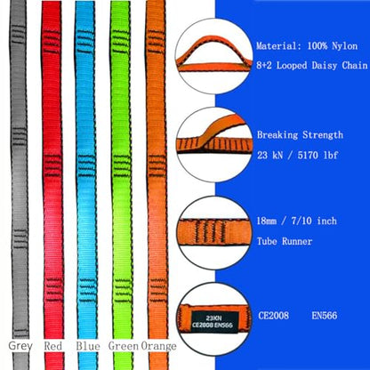 53 Inches Nylon Daisy Chains Rope Climbing Lanyard Straps Looped Strong Slings 23 kN Aerial Yoga Webbing - color: 3PCS Orange