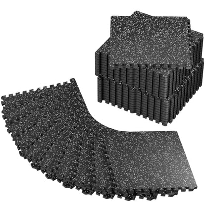 PRAISUN 0.56" Rubber Top Gym Flooring, Heavy Duty Gym Mats for Home Gym | Non-Slip Interlocking Workout Mat, 24 x 24in Large Gym Floor Mat, Protect Floors from Equipment, 120 Sq Ft, Black/Grey - size: 30 Tiles (120 Sq Ft)