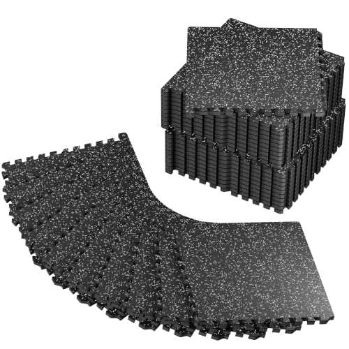 PRAISUN 0.56" Rubber Top Gym Flooring, Heavy Duty Gym Mats for Home Gym - size: 30 Tiles (120 Sq Ft)