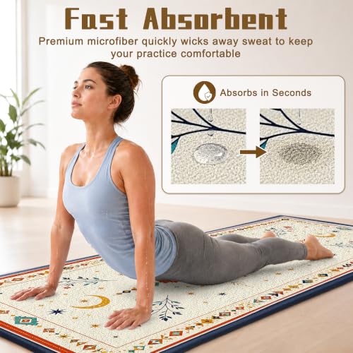 Hot Yoga Towel Non Slip, Ultra-Absorbent Yoga Mat Towel, Soft with Printed Design, Machine Washable, Yoga Pilates Towel Suitable for Exercise, Pilates, Yoga, 72x27in.Two Diamond - color: Two Diamond