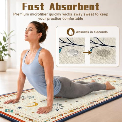 Hot Yoga Towel Non Slip, Ultra-Absorbent Yoga Mat Towel, Soft with Printed Design, Machine Washable, Yoga Pilates Towel Suitable for Exercise, Pilates, Yoga, 72x27in.Two Diamond - color: Two Diamond