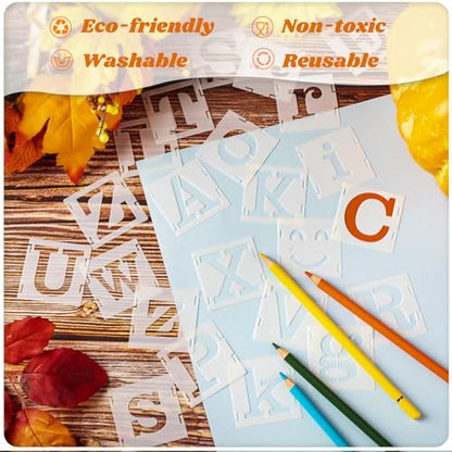 Fainne 100 Pcs 2 Inch Alphabet Stencils Small Stencils for Painting | Reusable Craft Stencils, DIY Scrapbook, Wood Wall Fabric Rock Chalkboard Sign Painting, Home Art Decor Projects - style: Alphabet Style