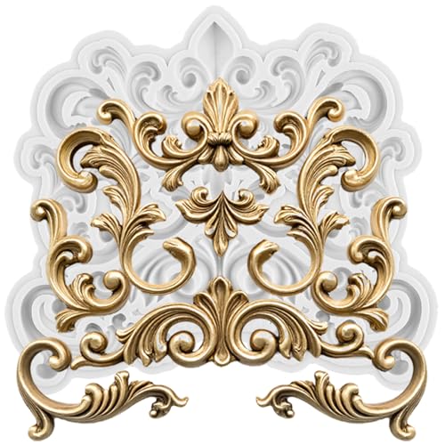 Baroque Polymer Clay Molds Baroque Scroll Relief Silicone Mold | Filigree Mold DIY Crafts Epoxy Resin Casting Polymer Clay Tools Craft Air Dry Jewelry Making - color: Style M