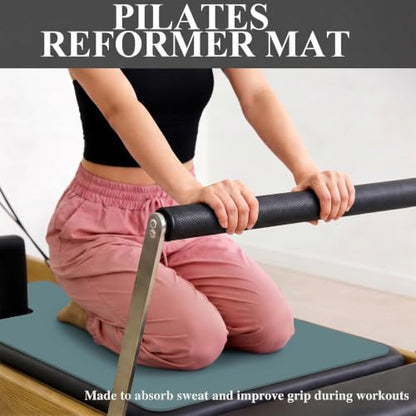 QCWN Non-Slip Pilates Reformer Mat Cover, 39" x 24" Pilates Machine Towel with Headrest Cutout, 0.8mm Sweat-Wicking Micro-Suede Foldable Mat for Female Pilates Enthusiast Exercise Matfor Pilate Training Yoga - color: Navy Blue