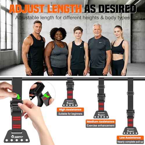 SERTT Adjustable Pull Up Assistance Band, Heavy Duty Assisted Pull Up Bands Support 375lbs, Upgrade Pull Up Bar Resistance Band for Assist Pullup Home Gym Strength Training - color: Black