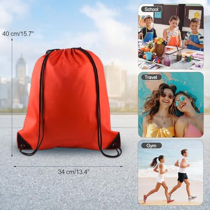 KUUQA 12 Pcs Drawstring Backpack Bags, Red - color: Red
