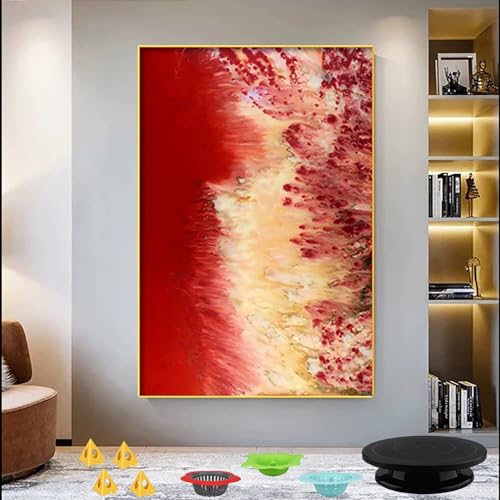 Acrylic Pour Painting Kit with 11 Inch 360° Rotating Turntable | Includes 3PCS Strainers, 4PCS Cone Stands, 5PCS Split Cups, and 10PCS Tablecloths for DIY Art Pouring Acrylic Paint Kit