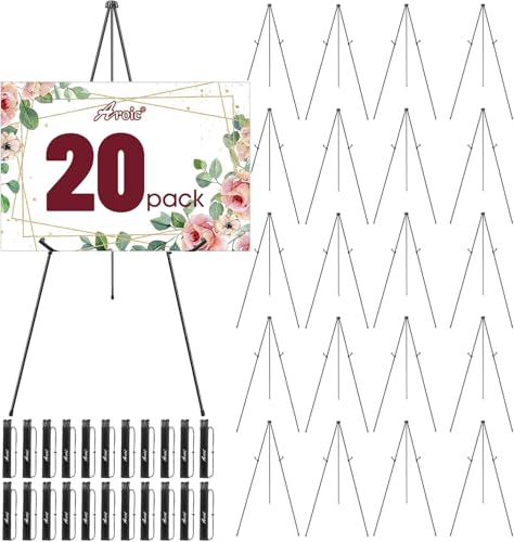 AROIC 63 "Easel Stand for Display, 20 Pack Portable Foldable Metal Easel | Signs Wedding Logos ,Arts, Painting,Adjustable Floor Easels with 20 Storage Bag - style: 20P