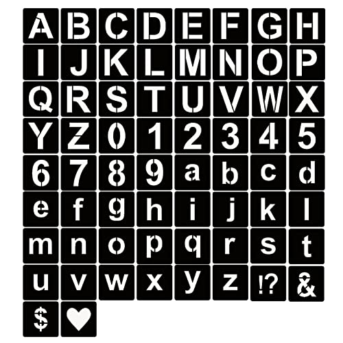 YEAJON 2.5 Inch Letter Stencils Symbol Numbers Craft Stencils, 66 Pcs Reusable Plastic Alphabet Templates for Painting on Wood, Wall, Fabric, Rock, Glass, Signage - size: 2.5 Inch