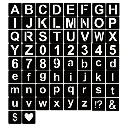 YEAJON 2.5 Inch Letter Stencils Symbol Numbers Craft Stencils, 66 Pcs Reusable Plastic Alphabet Templates for Painting on Wood, Wall, Fabric, Rock, Glass, Signage - size: 2.5 Inch
