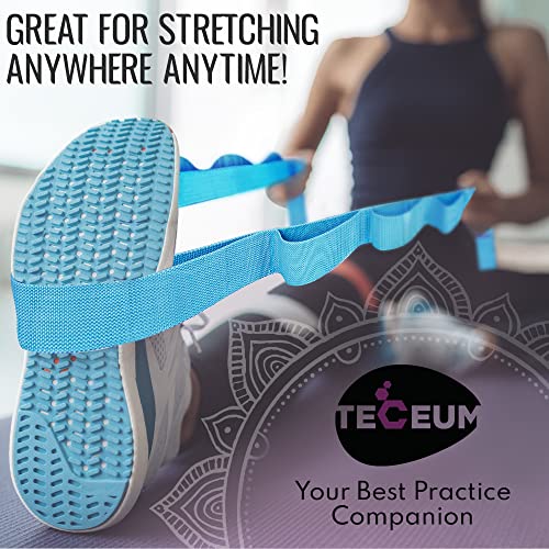 TECEUM Stretching Strap with 10 Loops for Physical Therapy & Rehab - color: Light Blue, size: Polypropylene 1.5” W - 10 Loops