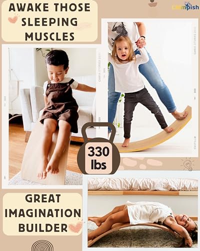 Wooden Balance Board - 37 inch Finger Safe Wobble Board for Toddlers, Wooden Balance Board for Kids