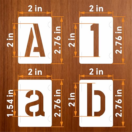 64 Pcs 2 Inch Alphabet Letter Stencils, White | Symbol Numbers Stencils, Reusable Alphabet Templates, Interlocking Stencil Kit, For Wood, Wall, Fabric, Door Porch, Signage - color: white