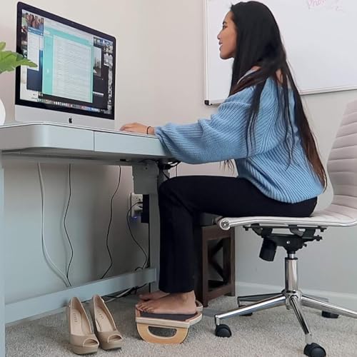 StrongTek Under Desk Footrest, Wooden Rocking Foot Rest, 350lbs, Non-Slip | Standing Desk Use, Ergonomic Foot Stool for Enhanced Circulation, Wide Rocker Balance Board, No Assembly for Office Home