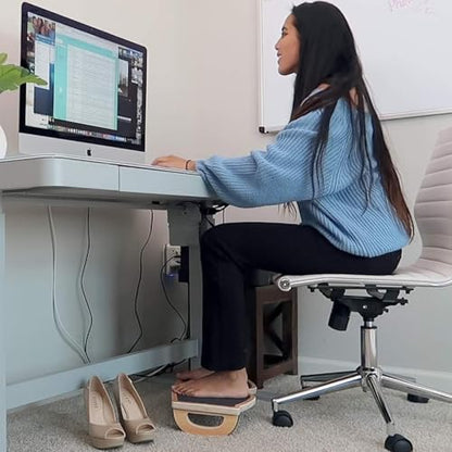 StrongTek Under Desk Footrest, Wooden Rocking Foot Rest, 350lbs, Non-Slip | Standing Desk Use, Ergonomic Foot Stool for Enhanced Circulation, Wide Rocker Balance Board, No Assembly for Office Home