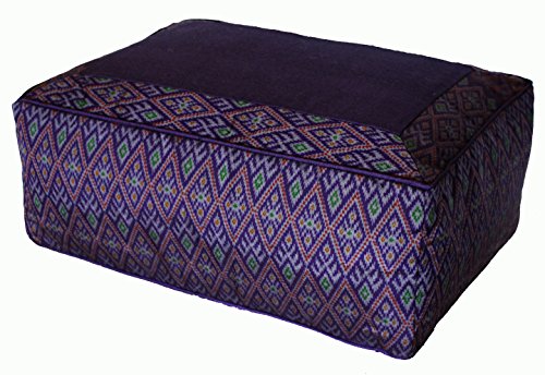 Meditation Cushion - Rectangular Zafu Buckwheat & Kapok Fill - color: Purple Diamond Ikat