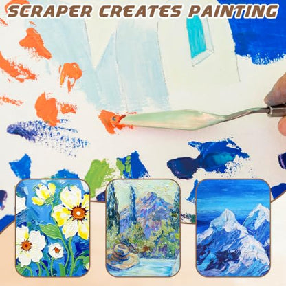 15Pcs Pallet Knife for Acrylic Paint Stainless Steel Painting Knives Set | with Wood Handle Palette Knife Set Drawing Scraper Oil Painting Accessories Paintings Knives for Art Canvas Draw Color Mixing