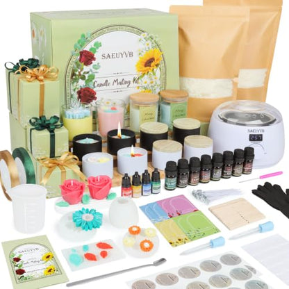SAEUYVB Candle Making Kit,DIY Soy Candle Making Supplies/Kit for Adults | Complete Candle Kit with Digital Wax Warmer,Soy Wax,Candle Jars,Scents,Molds and More,Perfect for DIY Handmade Craft - size: 12 pcs candle tins kit with candle molds